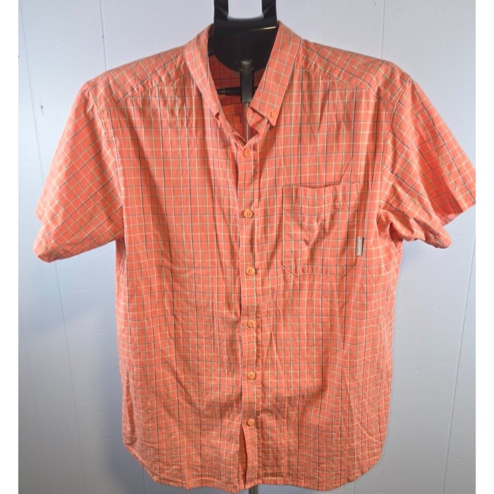 Columbia Regular Fit Peach Orange Button Front Shirt Size Medium M